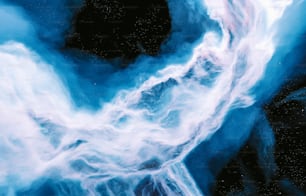 a painting of a blue and white swirl