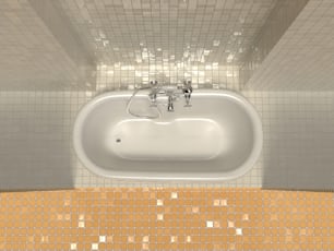 uma casa de banho com lavatório e paredes de azulejos