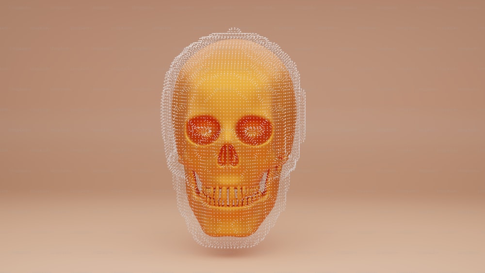 a yellow skull made out of a mesh mesh