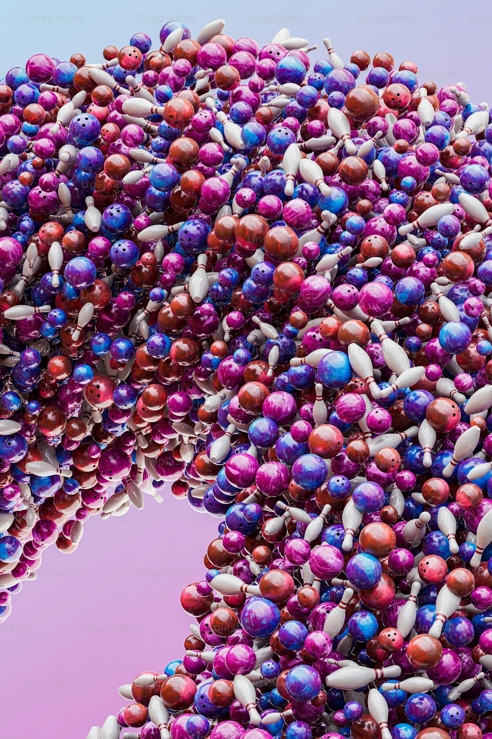 a large group of beads on a pink background