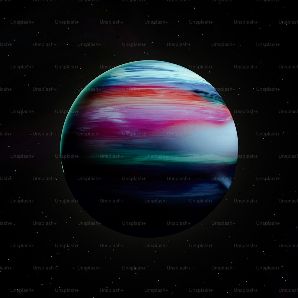 a planet with a colorful sky and stars in the background