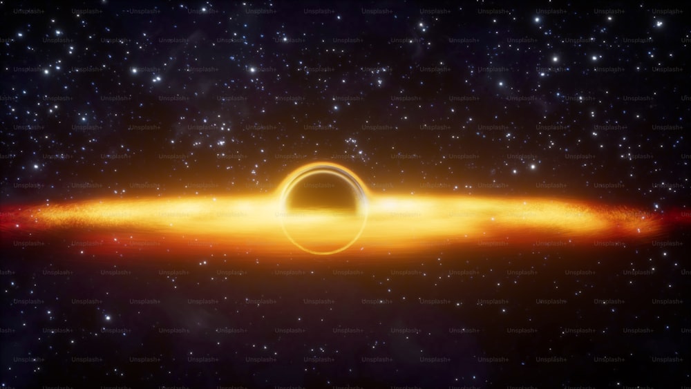 Eine künstlerische Darstellung eines Schwarzen Lochs am Himmel