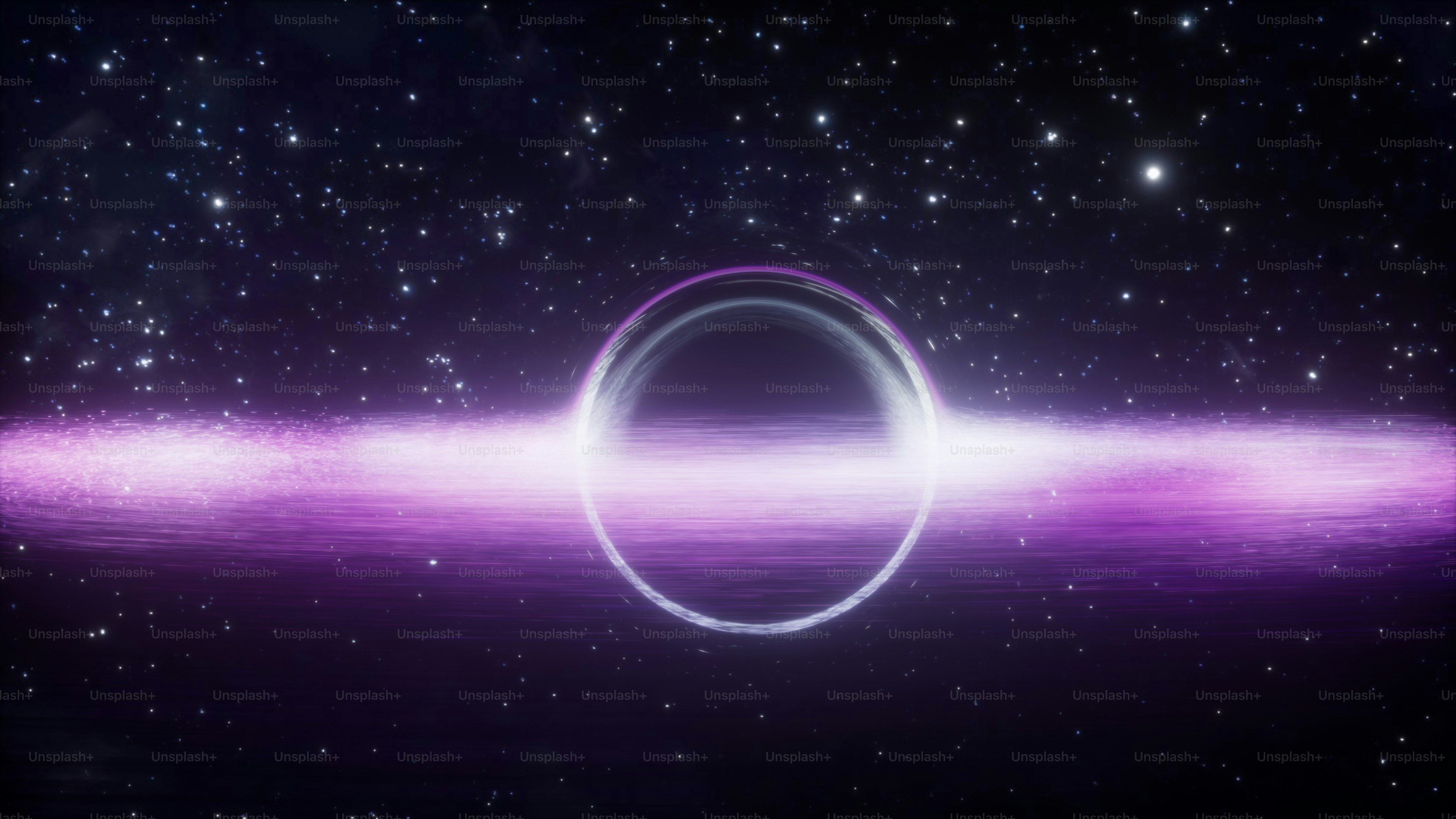 별들로 가득 찬 공간 한가운데에 있는 블랙홀