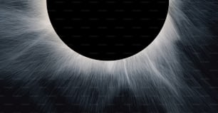 Un primo piano di una foto in bianco e nero di un'eclissi