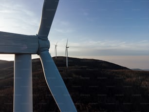 a group of wind turbines on top of a hill