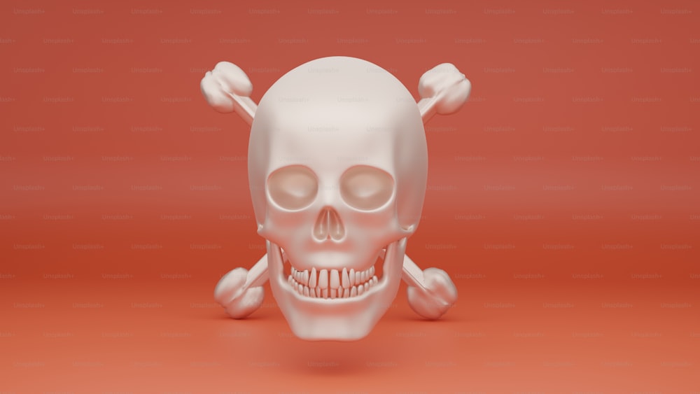 un crâne et des os croisés sur fond rouge