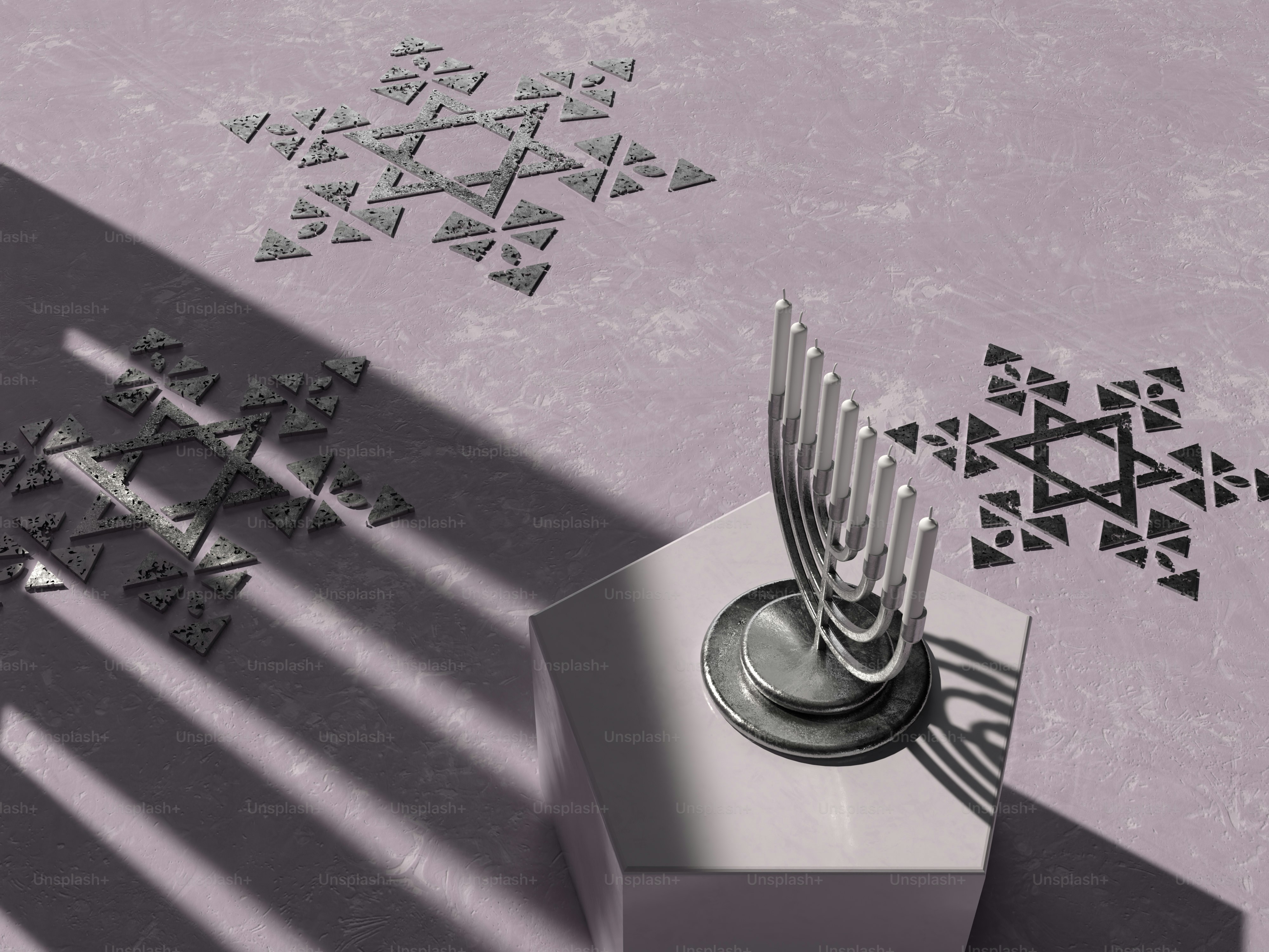 a sculpture is shown with geometric designs on it