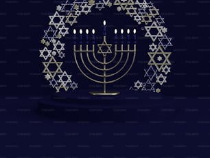Una menorah di Hanukkah illuminata con candele