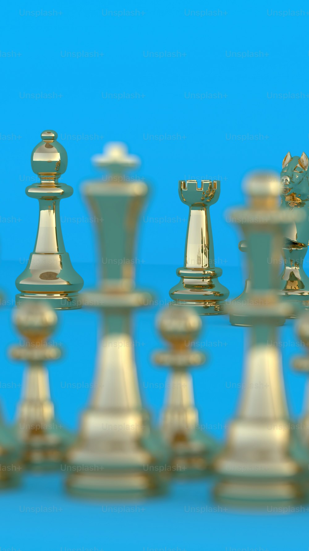 a group of chess pieces sitting on top of a table