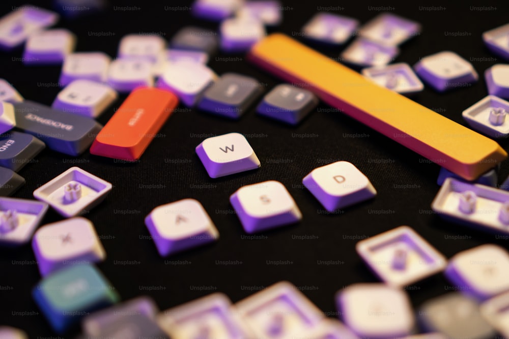 a close up of a keyboard and a pencil