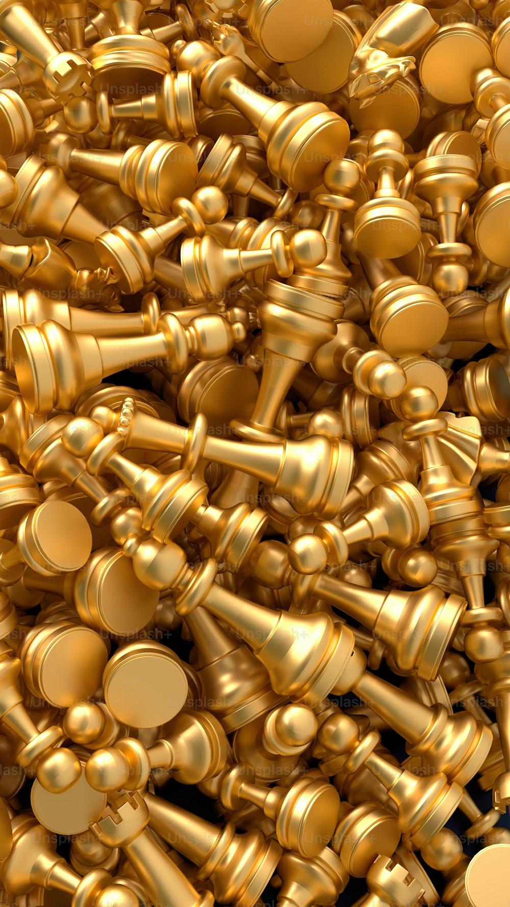 a large pile of gold colored objects