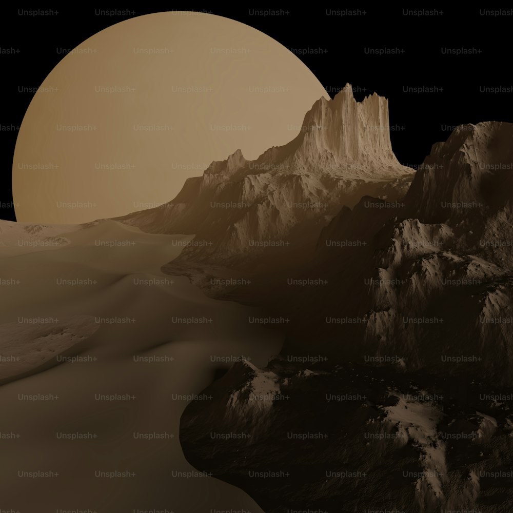Una imagen generada por computadora de una cadena montañosa