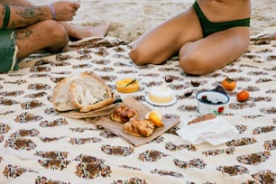 a woman in a bikini sitting on a beach