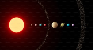 a solar system with eight planets and the sun