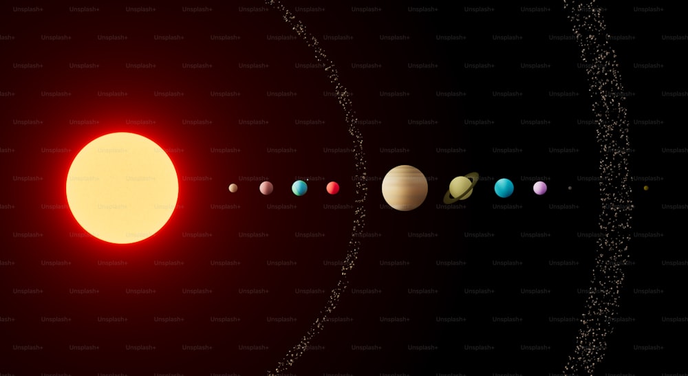 Ein Sonnensystem mit acht Planeten und der Sonne