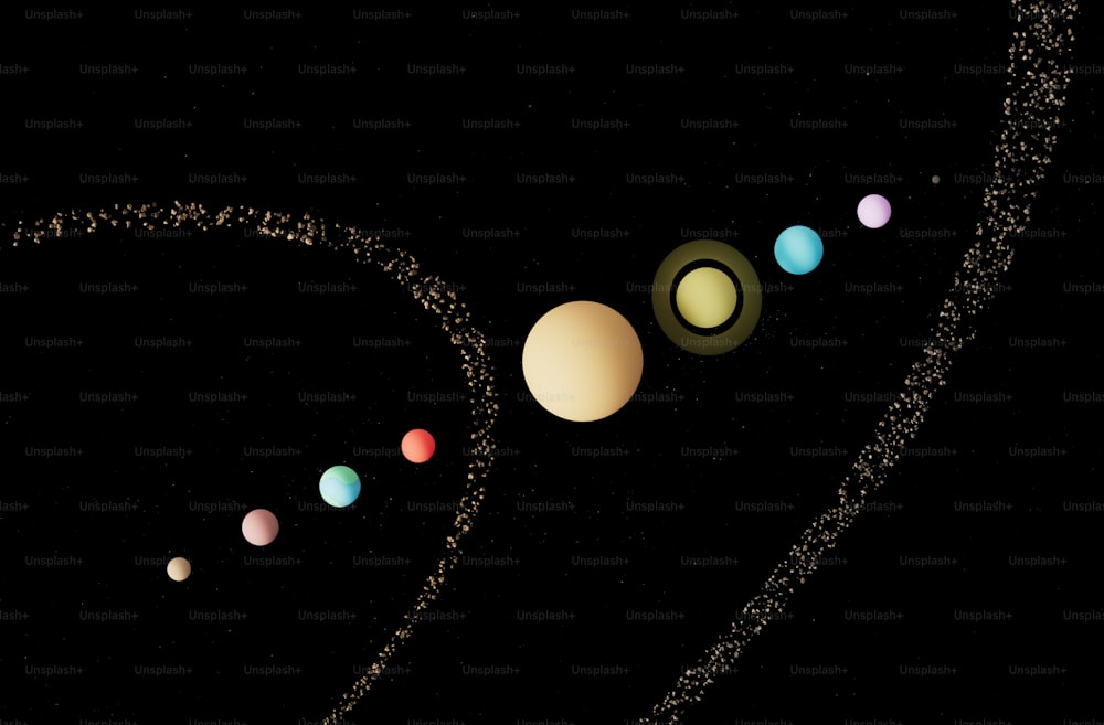 a solar system with eight planets in the sky