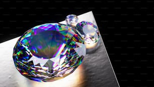 a close up of a diamond on a table