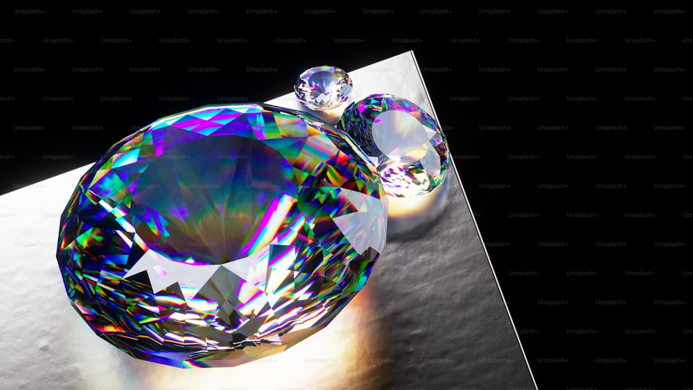 a close up of a diamond on a table