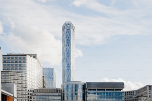 a group of tall buildings sitting next to each other