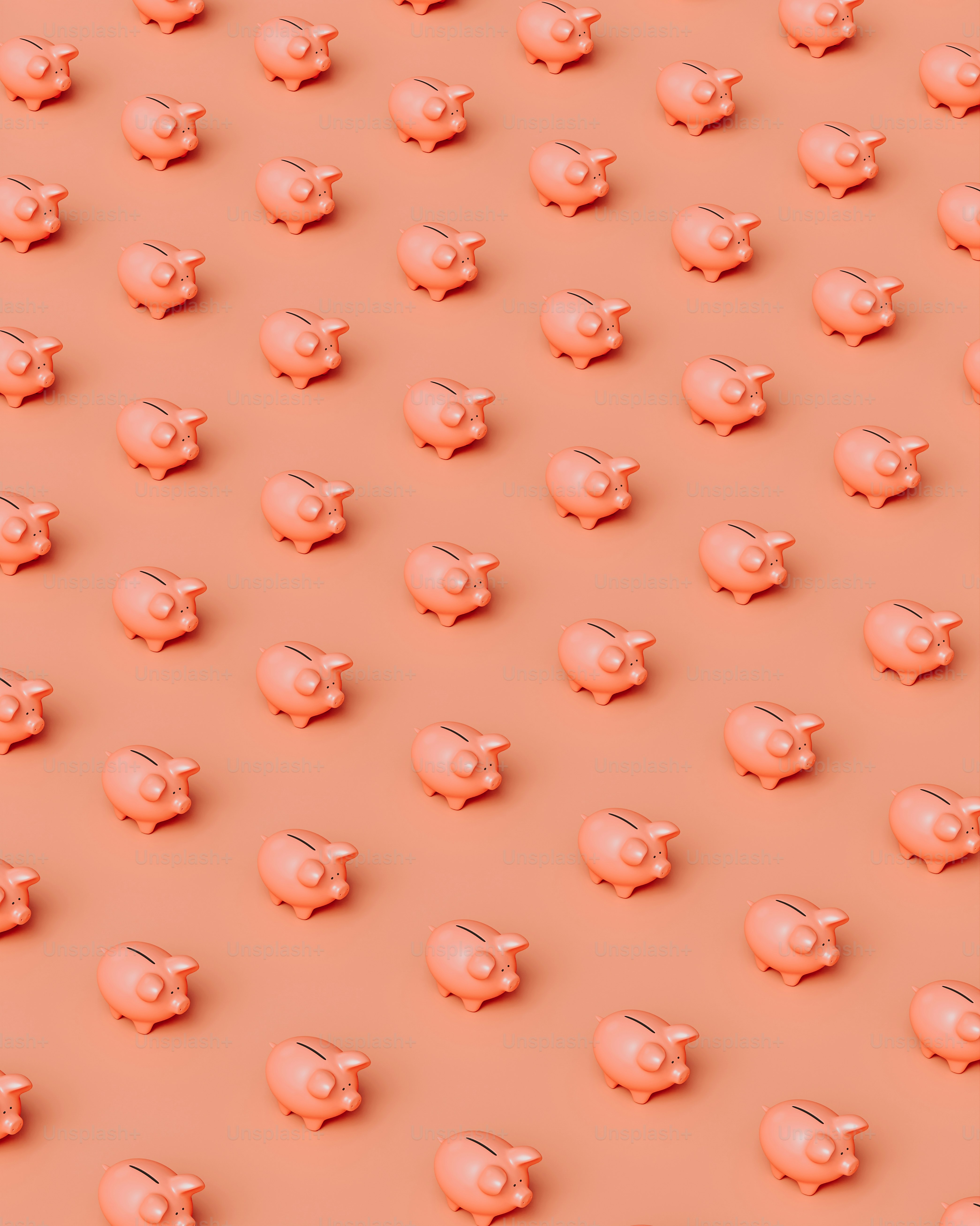 a large group of little pink elephants on a pink background