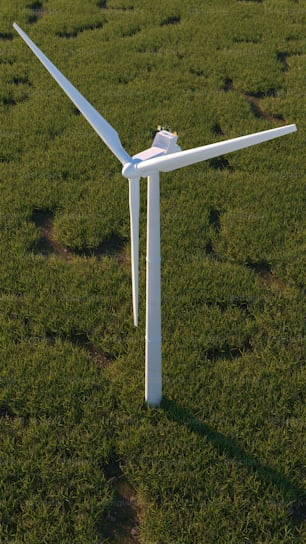 a wind turbine in a field of grass