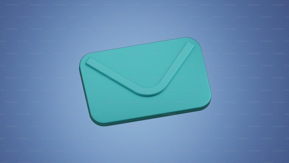 um envelope azul com uma marca de seleção sobre ele