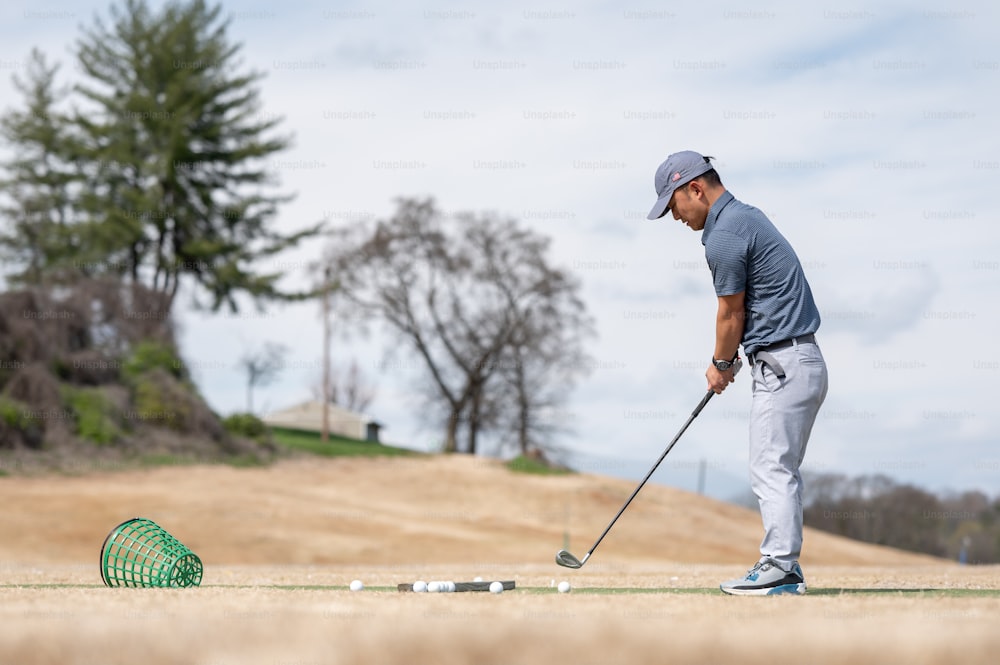 a man playing golf on a golf course