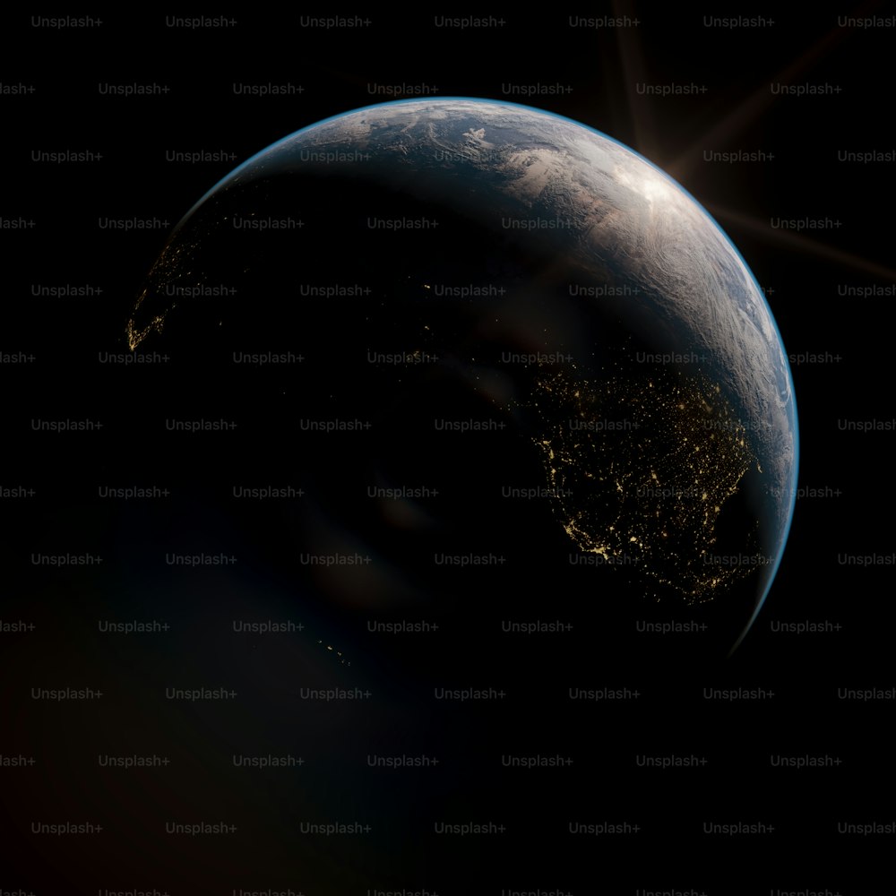 Ein Blick auf die Erde aus dem Weltraum bei Nacht