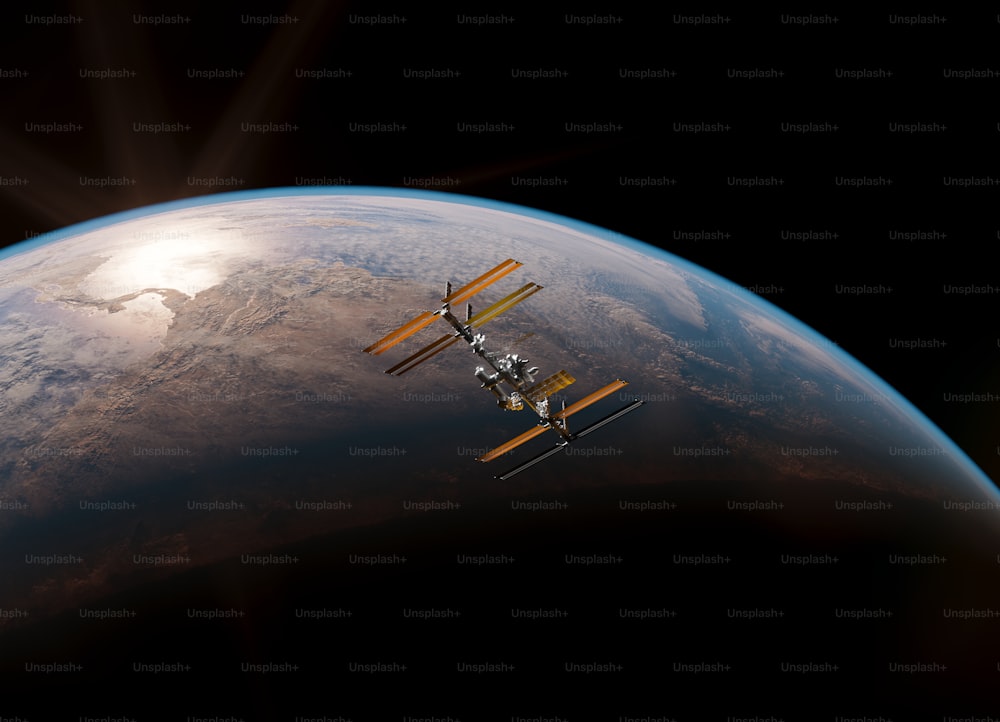an artist's rendering of a space station in orbit