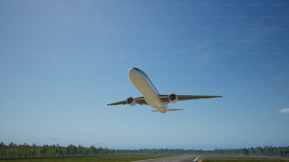 Un gran avión volando a través de un cielo azul