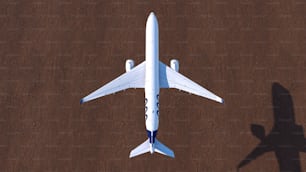 uma vista aérea de um avião em uma pista
