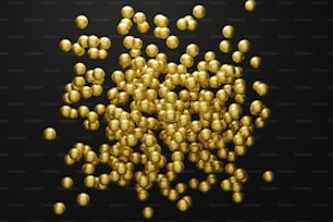 Ein Haufen goldener Kugeln auf schwarzem Grund