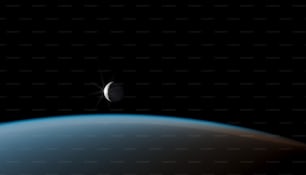 Blick aus dem Weltraum auf Mond und Erde