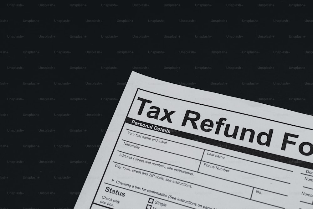 a tax refund form sitting on top of a table