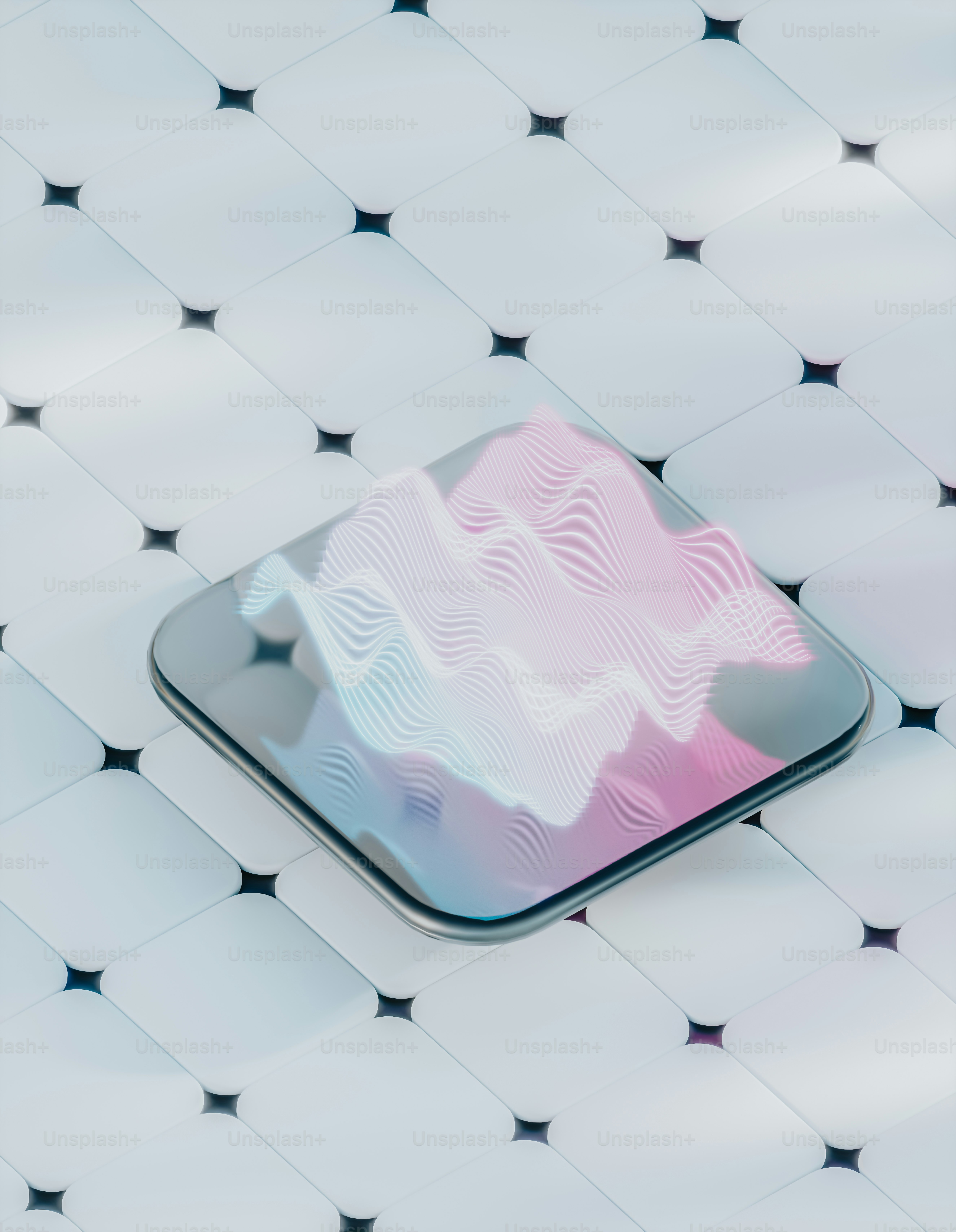 ein rosa-weißes Quadrat mit Sternen darauf