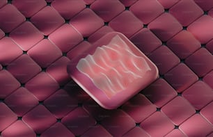 a red square object on a pink background