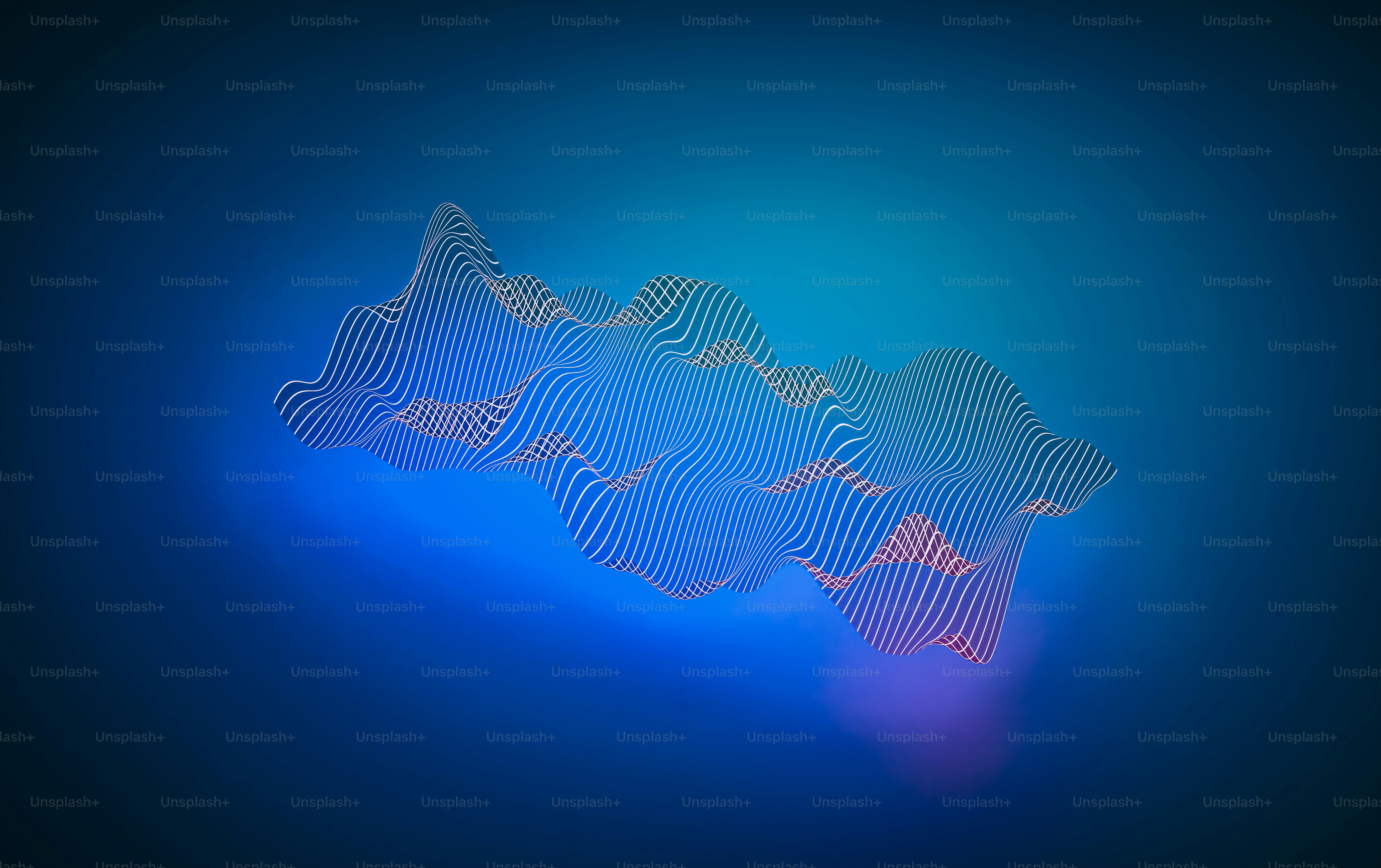 a blue background with a line of wavy shapes