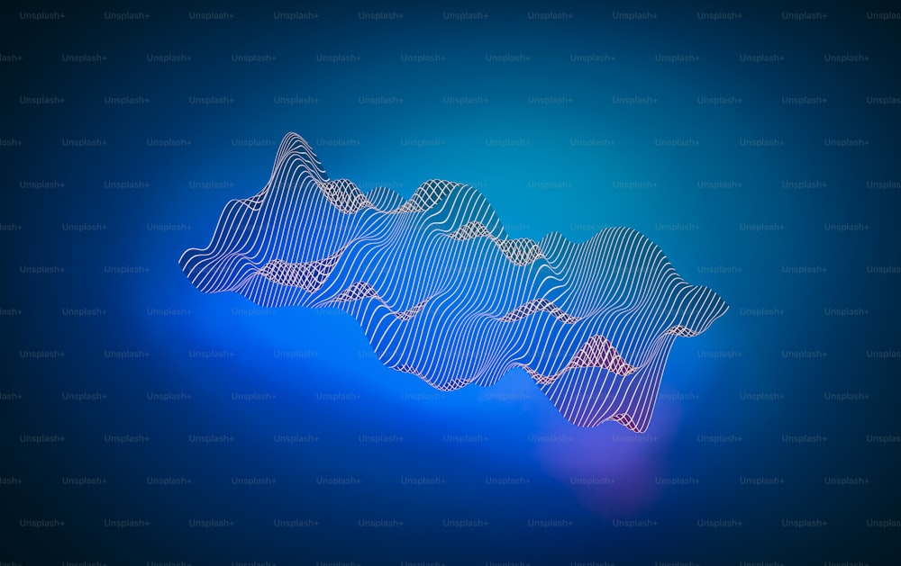 a blue background with a line of wavy shapes