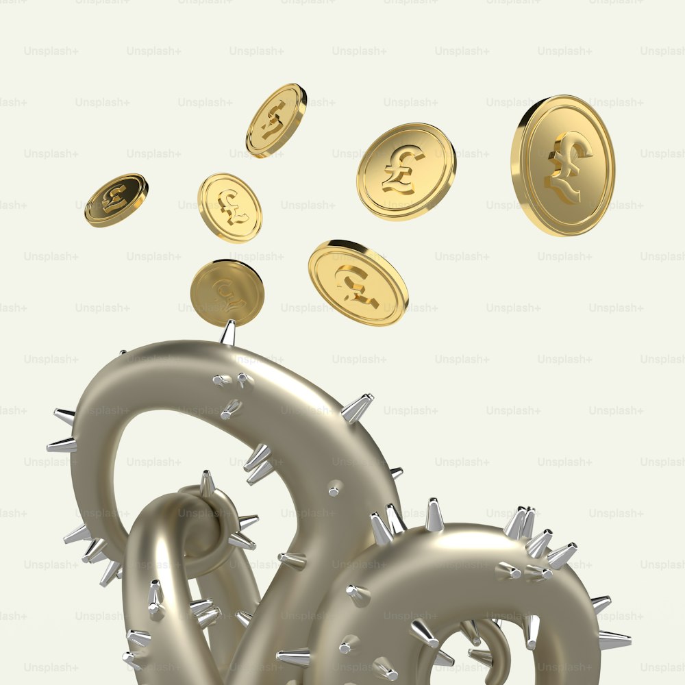Un tas d’objets en or et en argent volant dans les airs