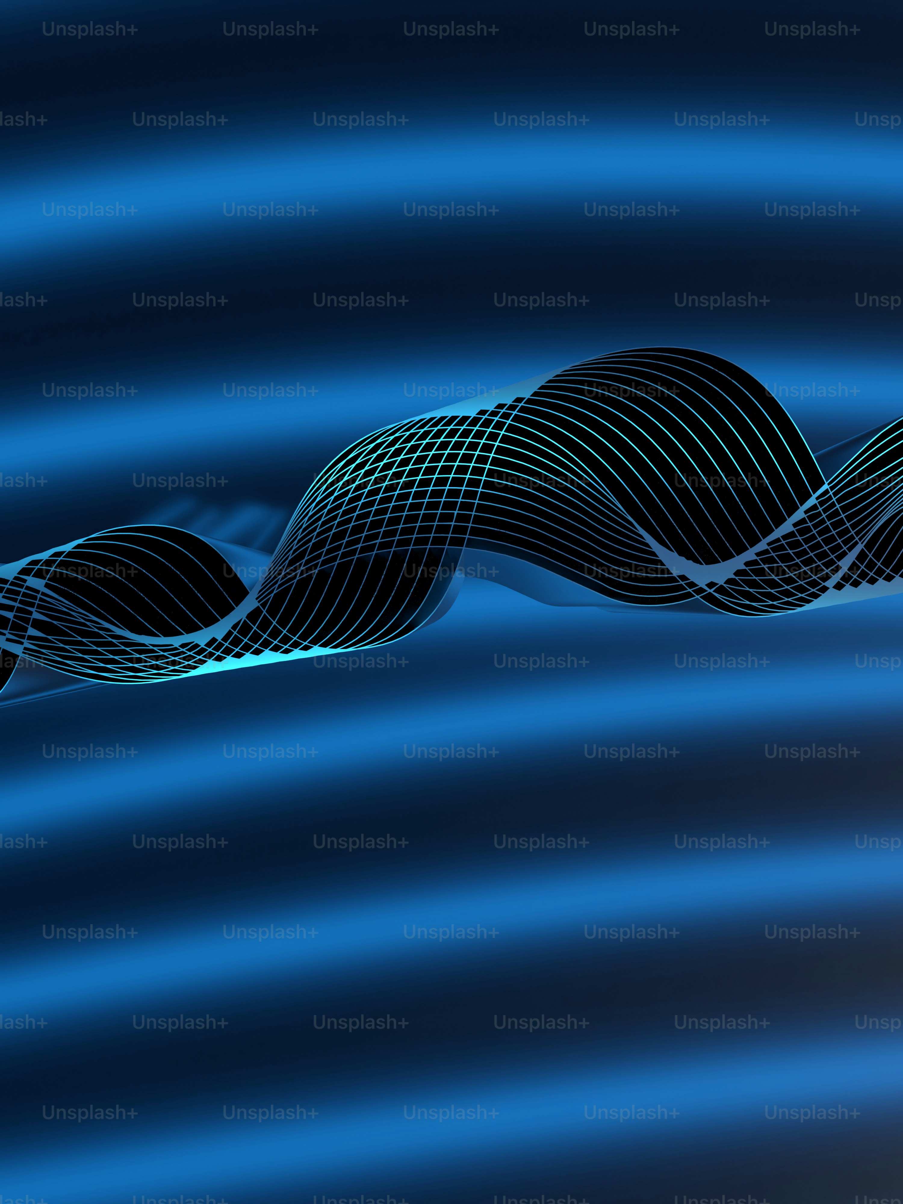 a blue background with wavy lines
