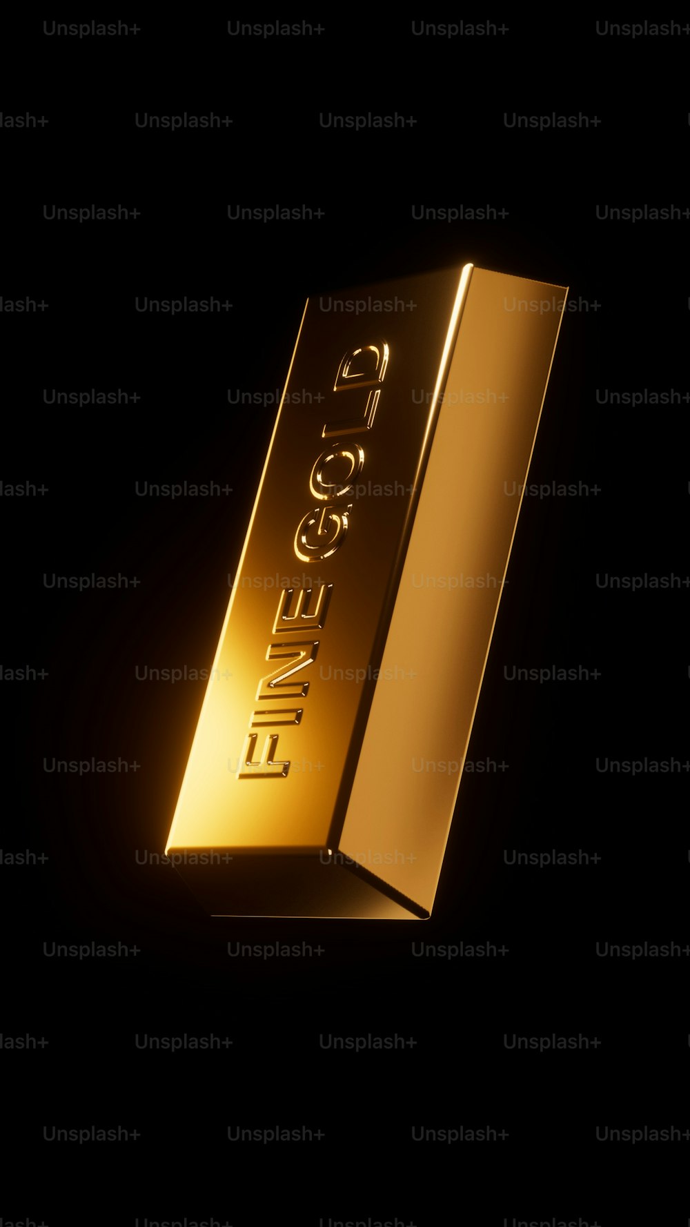 a close up of a gold bar on a black background