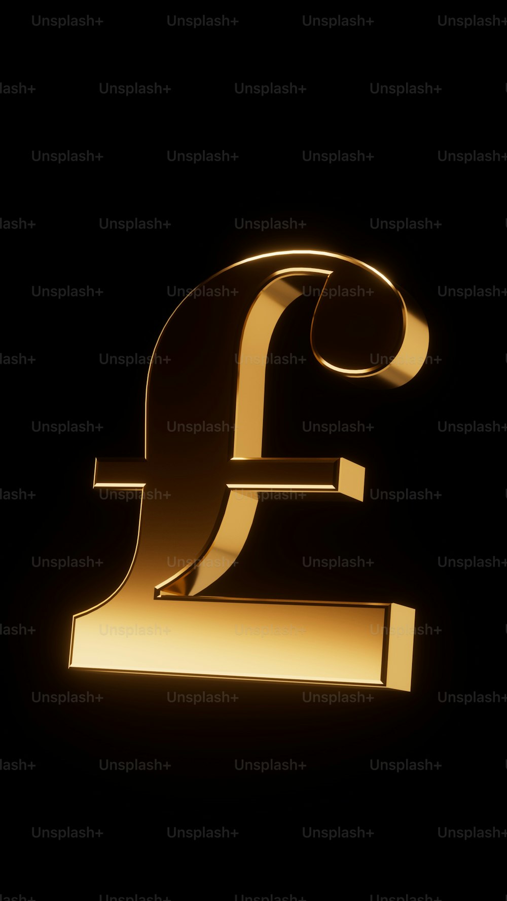 a shiny gold letter e on a black background