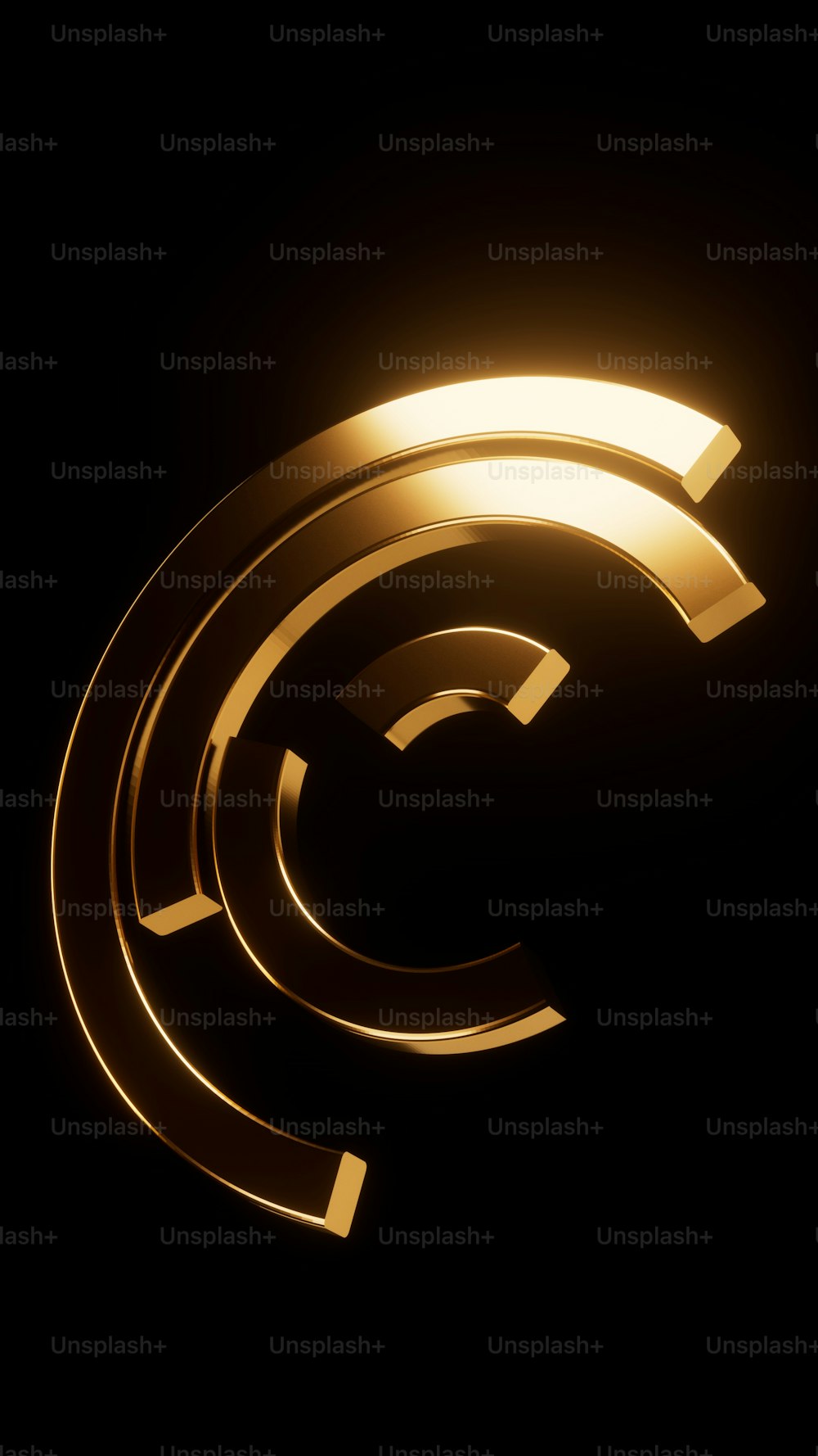 a golden copyright symbol on a black background