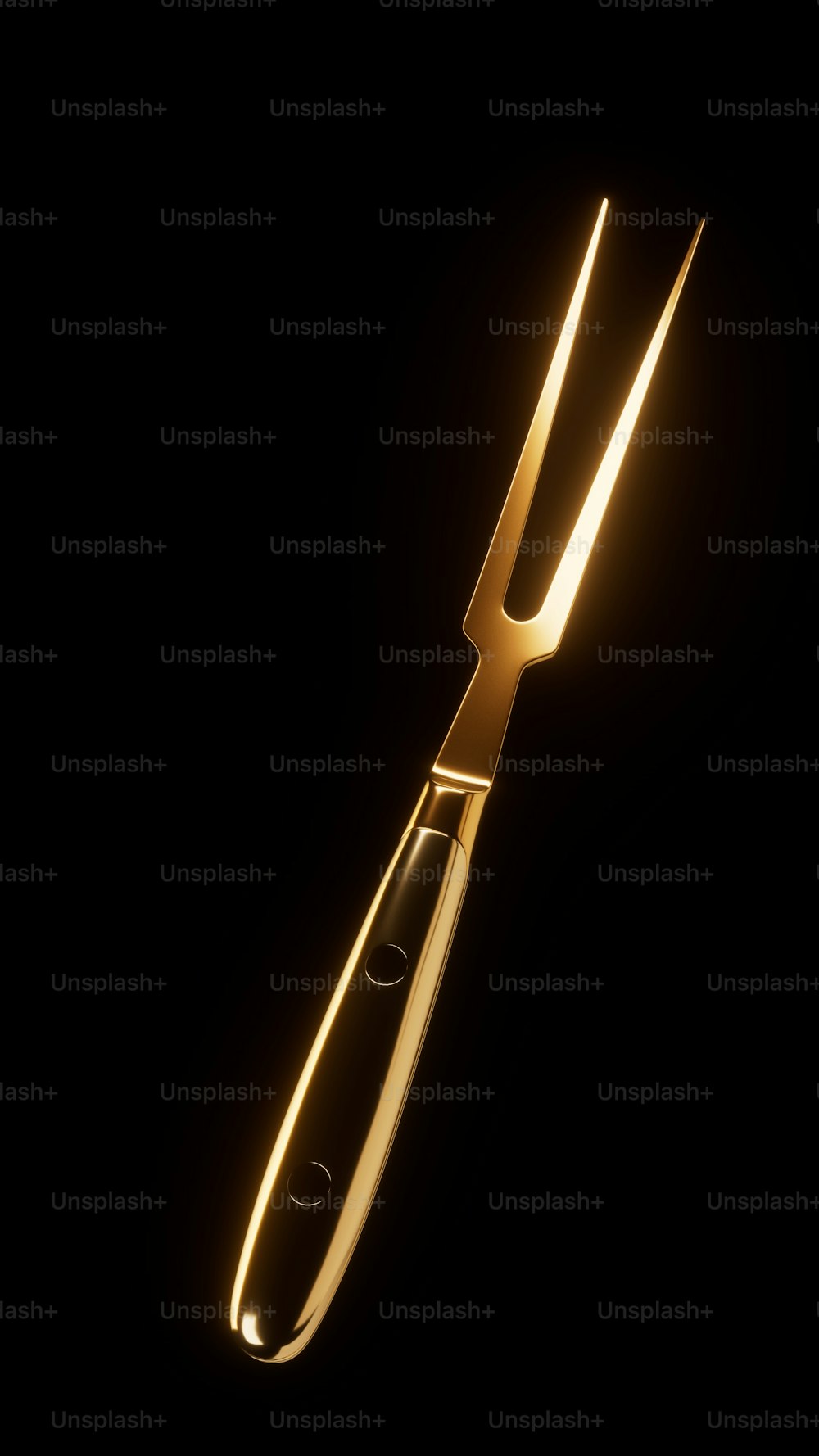 a pair of gold scissors with a black background