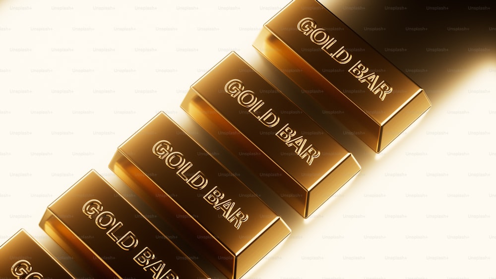 a row of gold bars sitting on top of each other