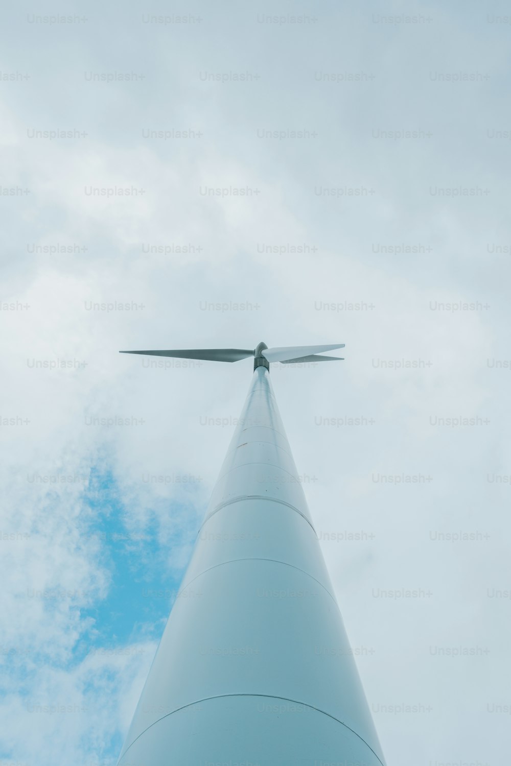 a view of the top of a wind turbine