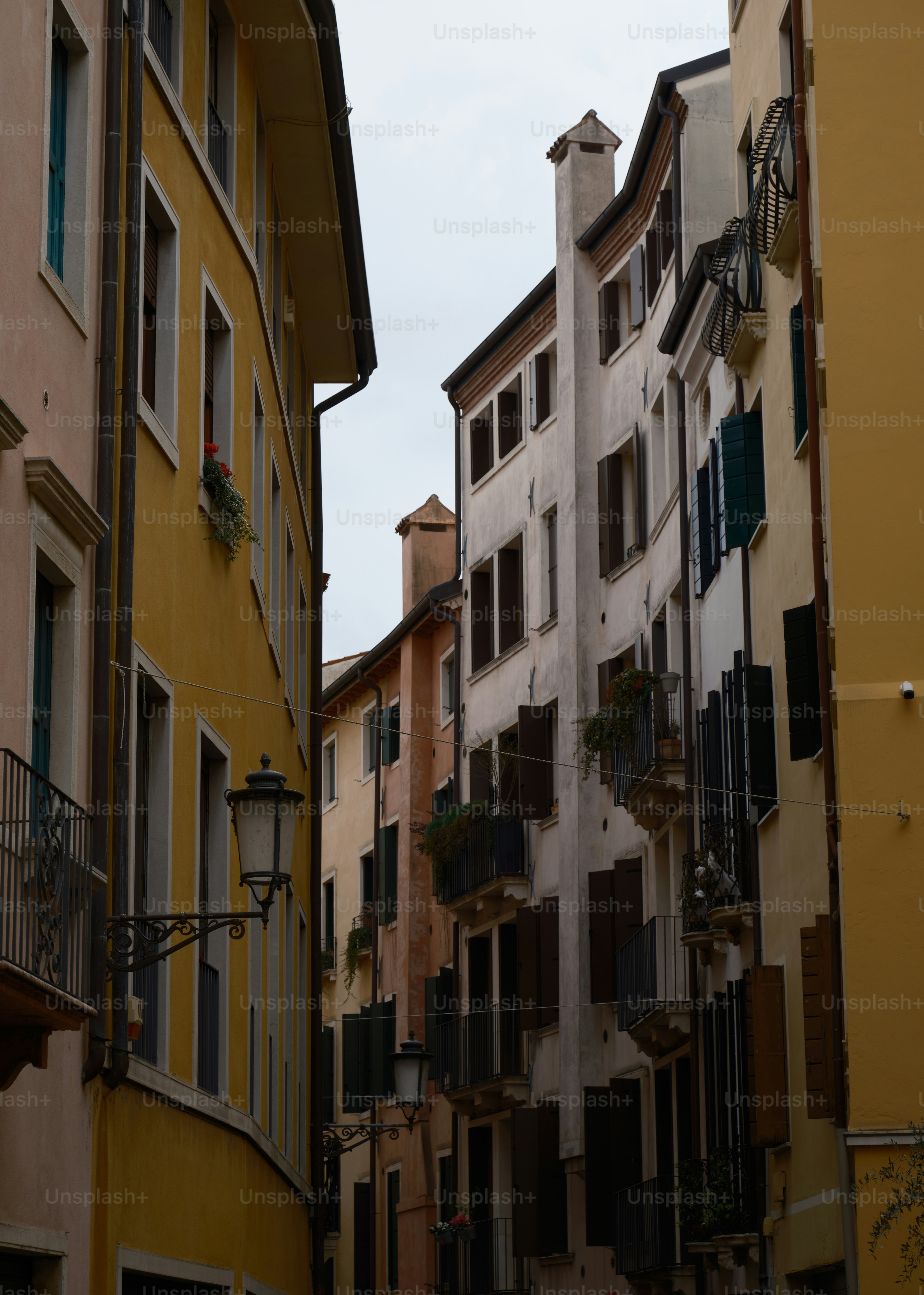a row of buildings with balconies and balconies on them