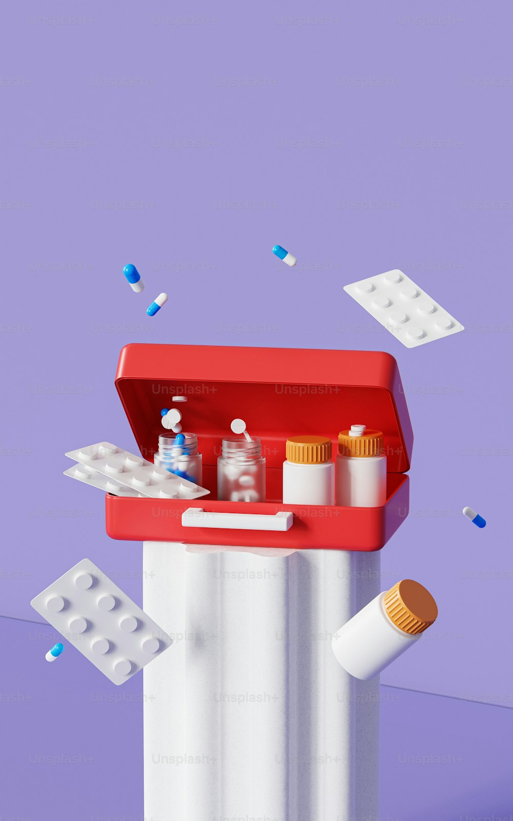 a pillbox with pills, pills, and pills in it
