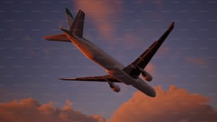 a large jetliner flying through a cloudy sky