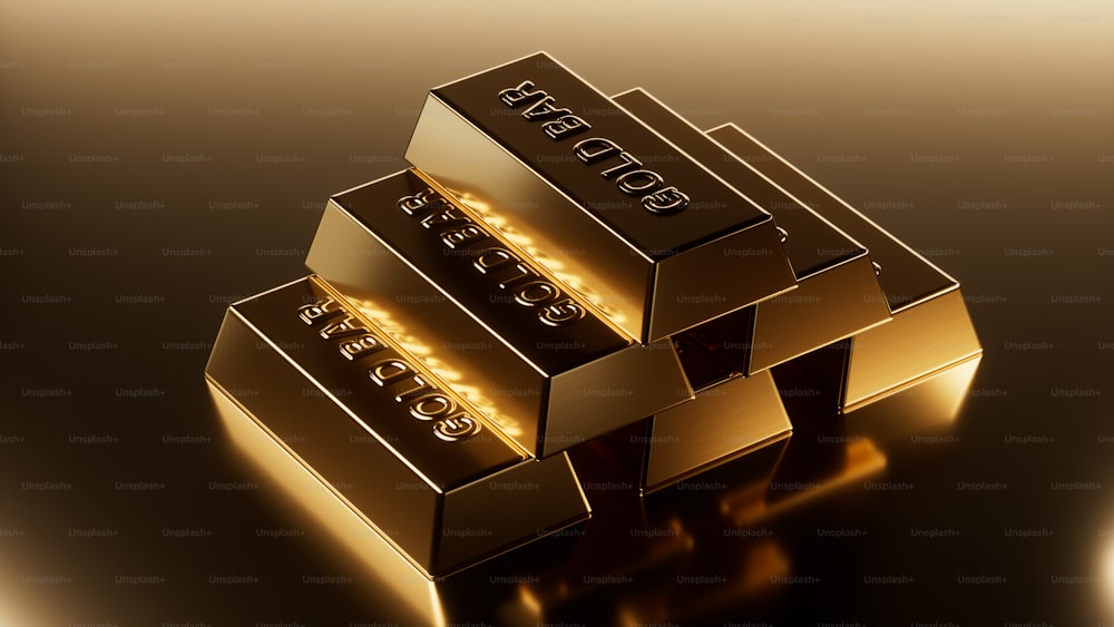 three gold bars stacked on top of each other